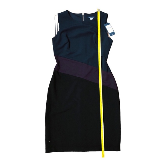 Tommy Hilfiger diagonal colorblock navy black sleeveless sheath dress size 4 new - Picture 16 of 16